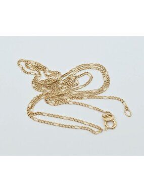 Unique Thin 14K Solid Yellow Gold Designer Figaro Link Chain Necklace - 19" L